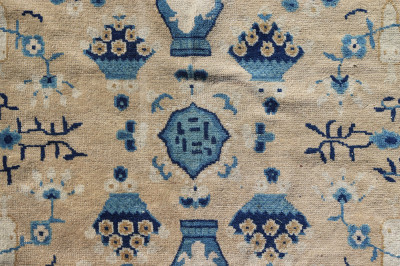 20C Chinese Peking Blue And White Wool Rug