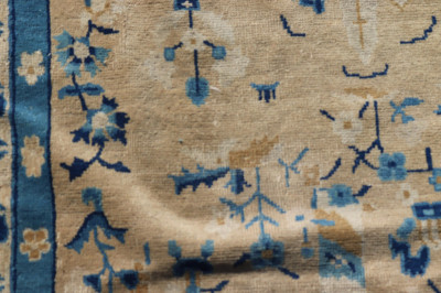 20C Chinese Peking Blue And White Wool Rug