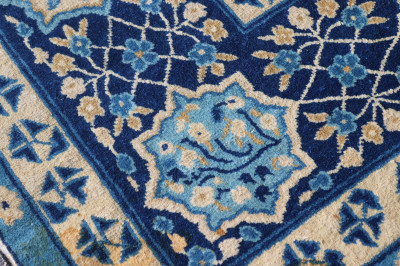 20C Chinese Peking Blue And White Wool Rug