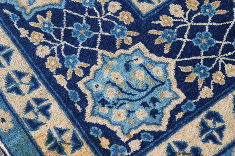 20C Chinese Peking Blue And White Wool Rug