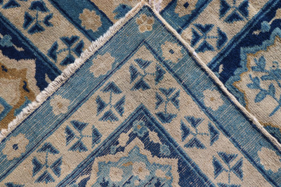20C Chinese Peking Blue And White Wool Rug