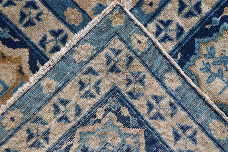 20C Chinese Peking Blue And White Wool Rug