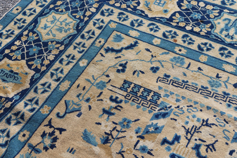 20C Chinese Peking Blue And White Wool Rug