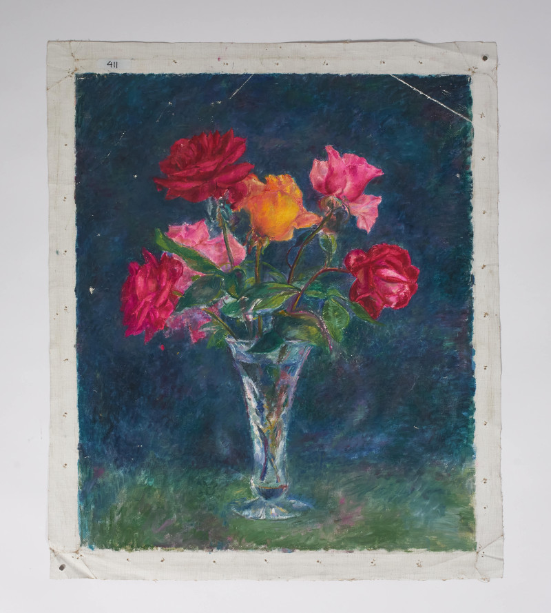 Clara Klinghoffer - Six Roses in a Glass Vase