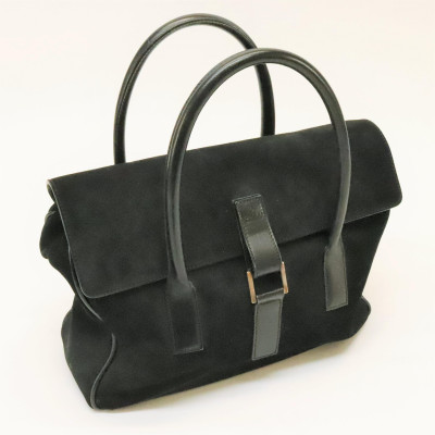 Gucci Black Suede Top Handle Bag