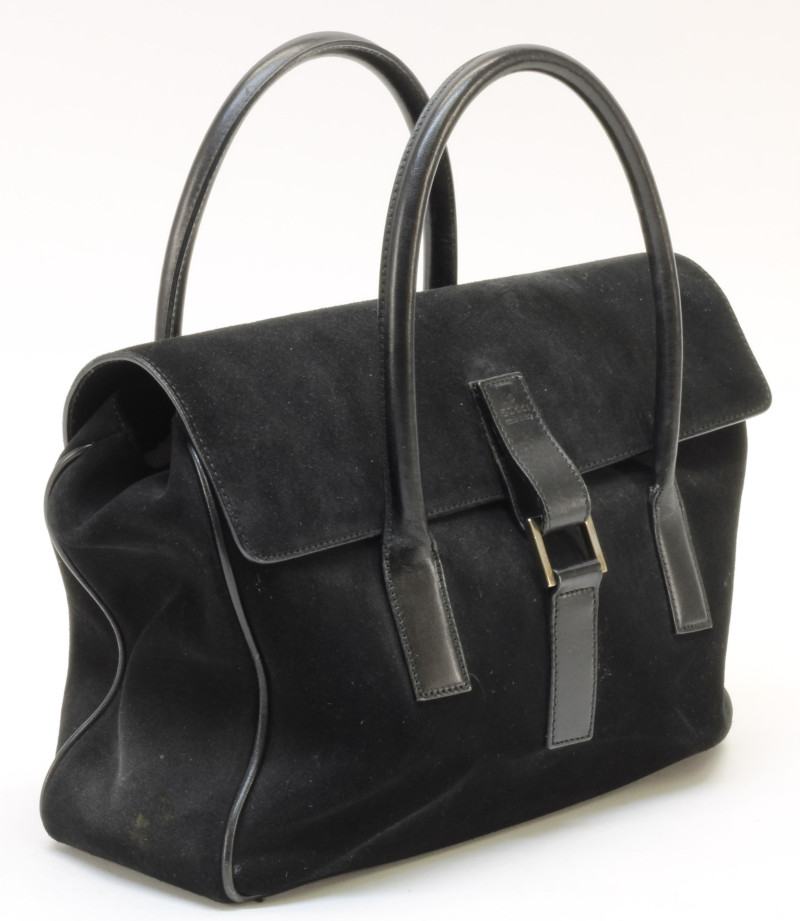 Gucci Black Suede Top Handle Bag