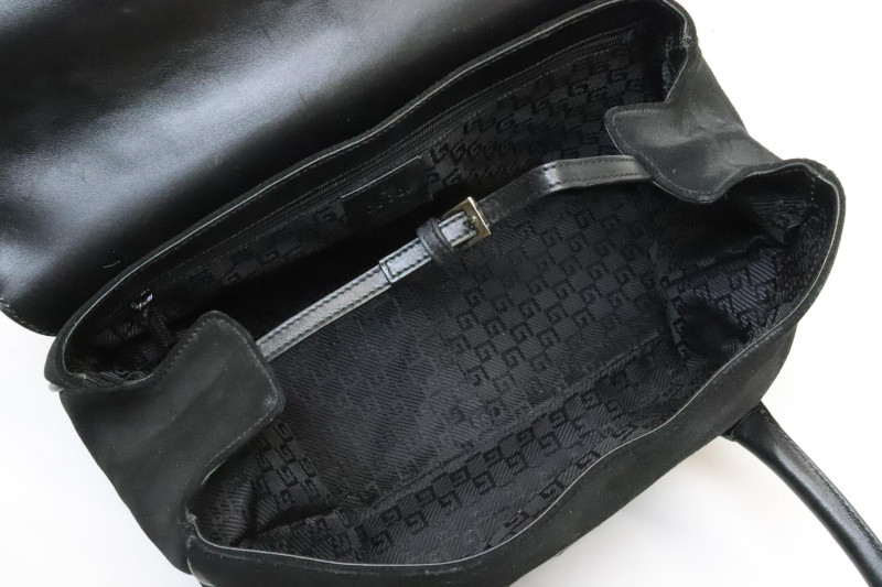 Gucci Black Suede Top Handle Bag