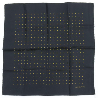Hermes Silk Pocketsquare Large Yellow Dots