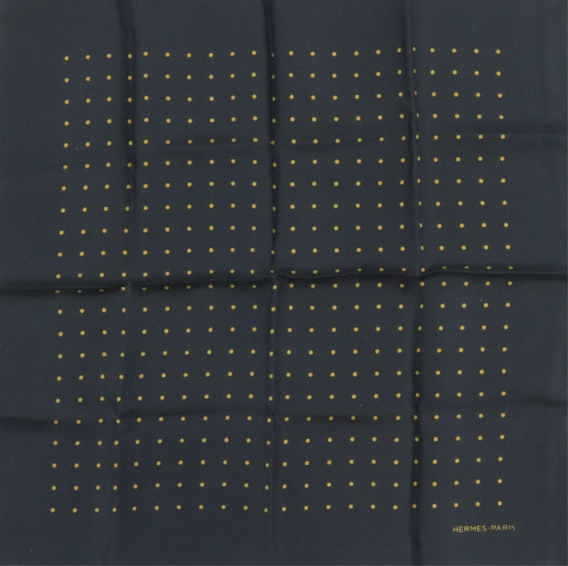 Hermes Silk Pocketsquare Large Yellow Dots