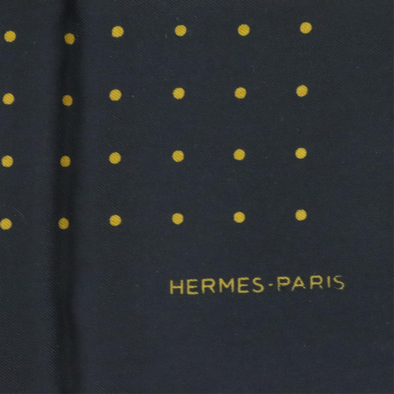 Hermes Silk Pocketsquare Large Yellow Dots