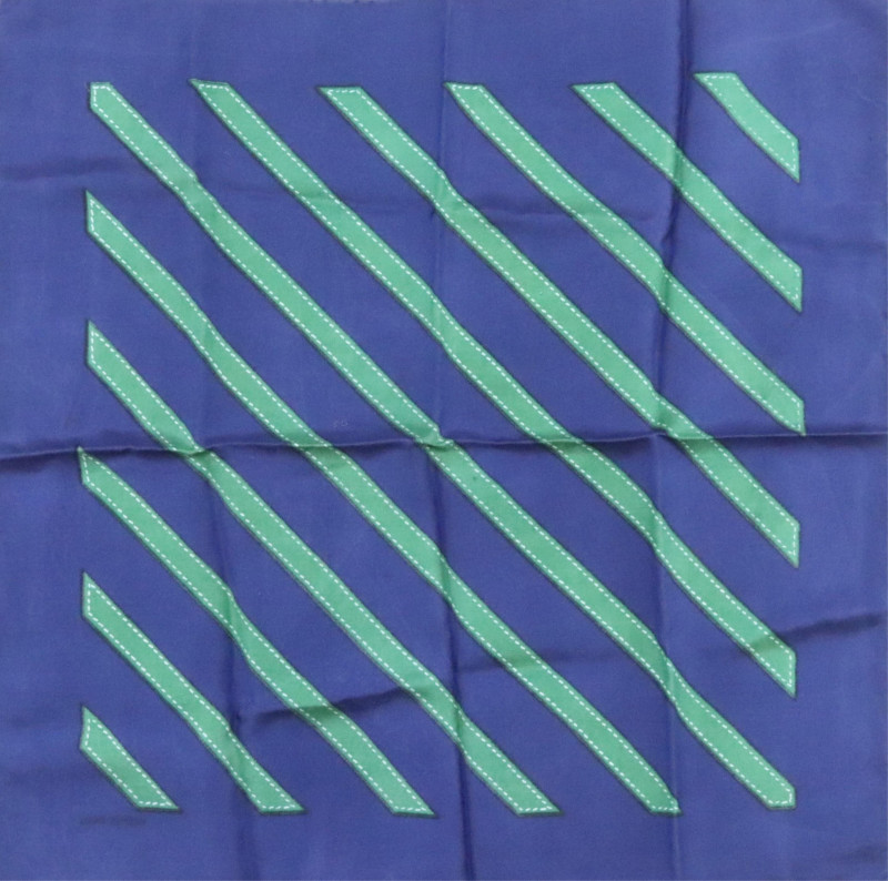 Hermes Silk Pocketsquare Green Stripes