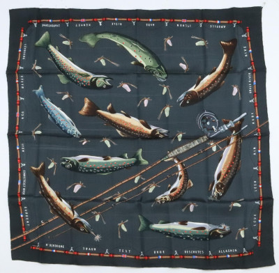 Hermes Silk Scarf Les Truites