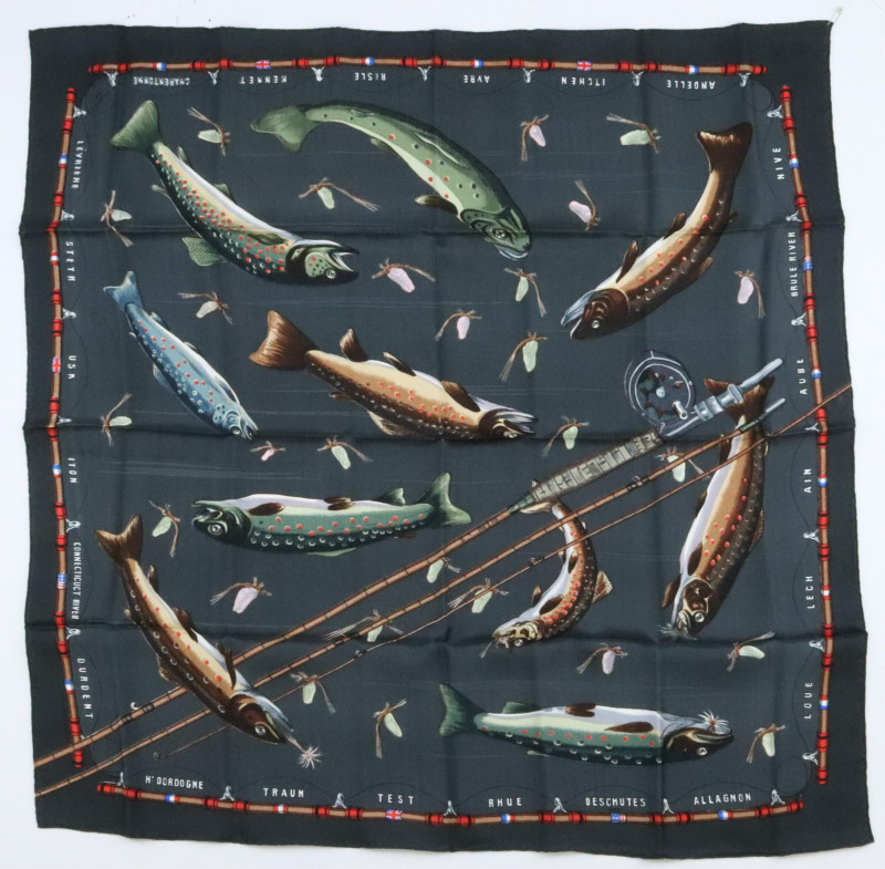 Hermes Silk Scarf Les Truites