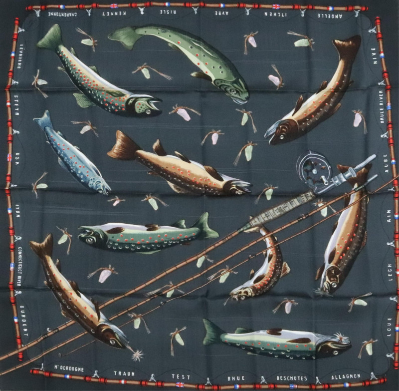 Hermes Silk Scarf Les Truites