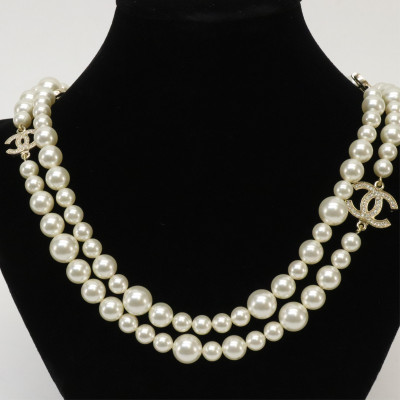 Chanel Double Strand Pearl Necklace
