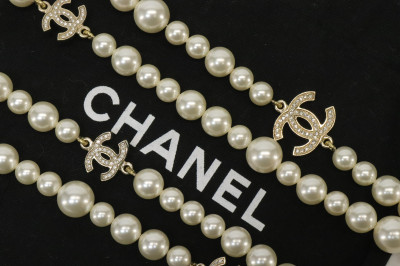 Chanel Double Strand Pearl Necklace