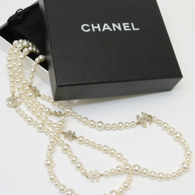 Chanel Double Strand Pearl Necklace