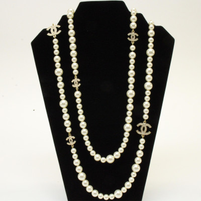 Chanel Double Strand Pearl Necklace