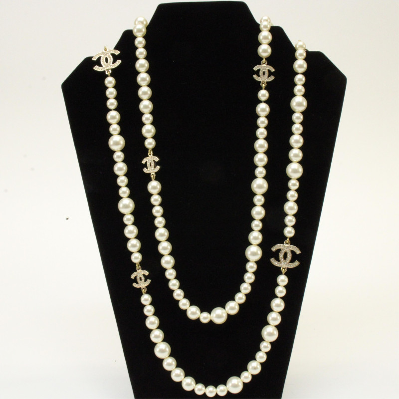 Chanel Double Strand Pearl Necklace
