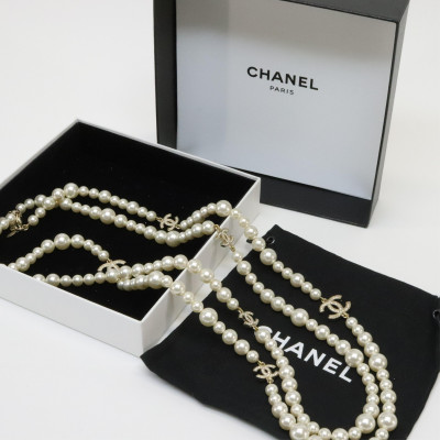 Chanel Double Strand Pearl Necklace