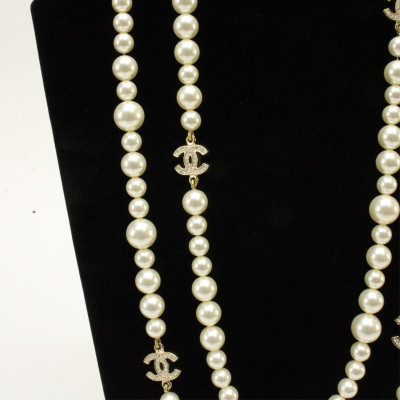 Chanel Double Strand Pearl Necklace