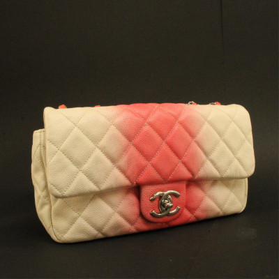 Chanel Pink and White Ombre Small Classic Flap Bag