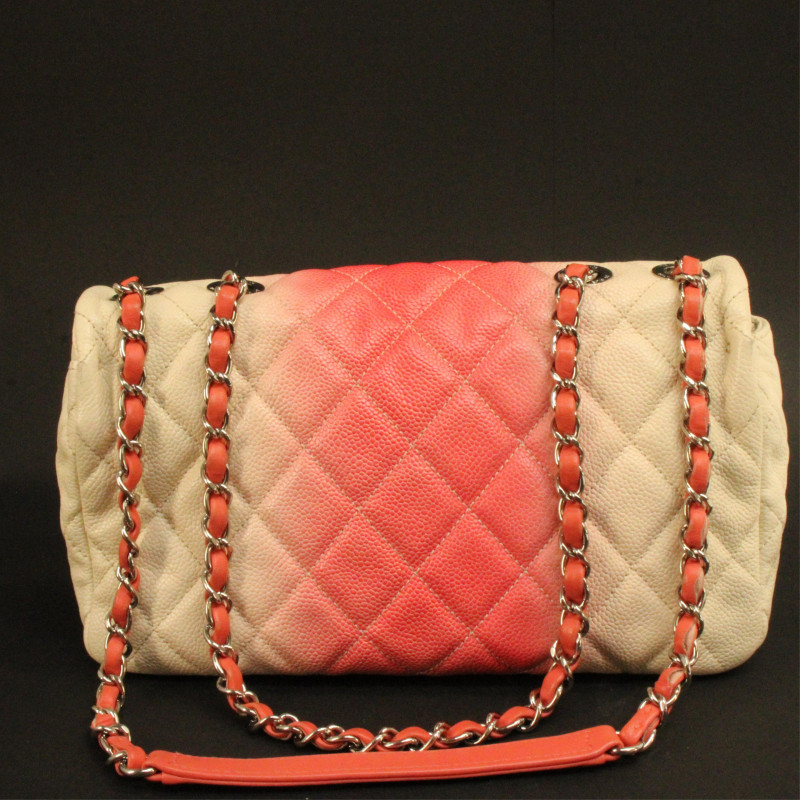 Chanel Pink and White Ombre Small Classic Flap Bag