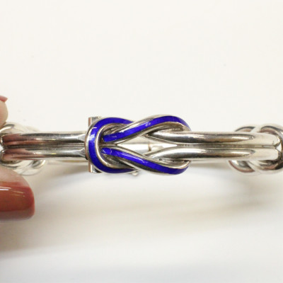 Gucci Sterling and Enamel Knot Bracelet