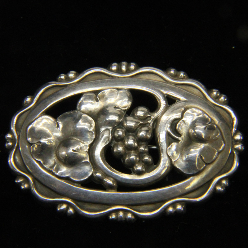 Georg Jensen Grape Vine Brooch 177A c 193344