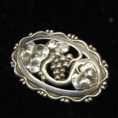Georg Jensen Grape Vine Brooch 177A c 193344