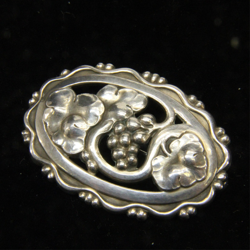 Georg Jensen Grape Vine Brooch 177A c 193344