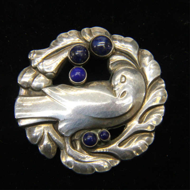 Georg Jensen Lapis Dove Brooch 123
