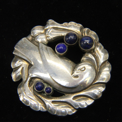 Georg Jensen Lapis Dove Brooch 123