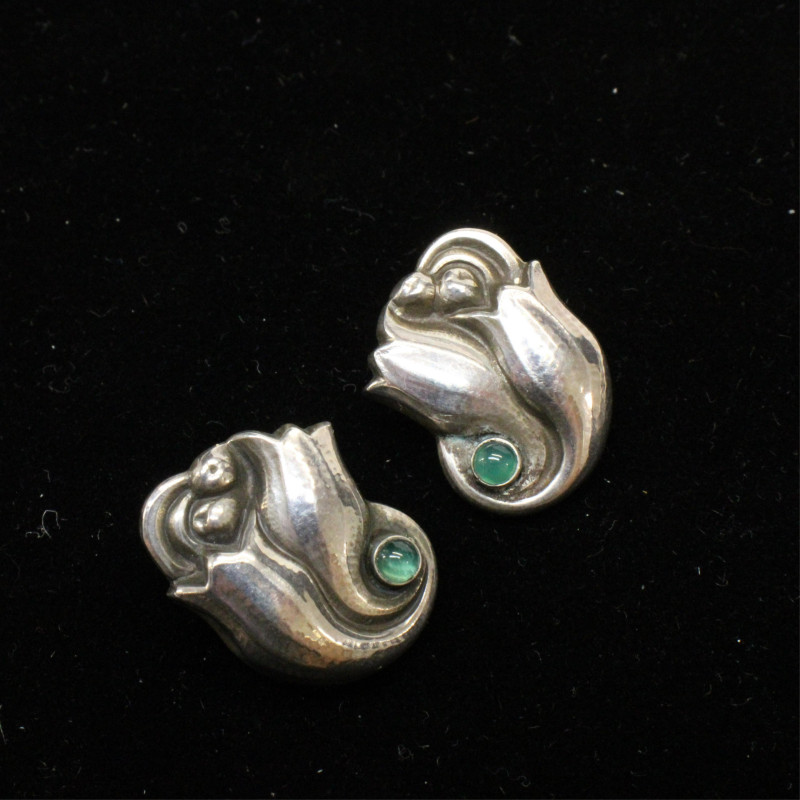 Georg Jensen Chrisoprase Tulip Earrings 100A