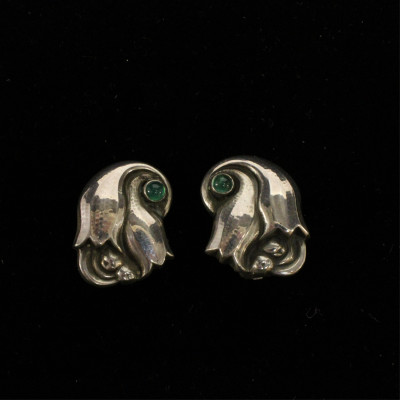 Georg Jensen Chrisoprase Tulip Earrings 100A
