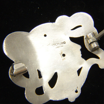 Art Nouveau Sterling Brooch of Woman&apos;s Head
