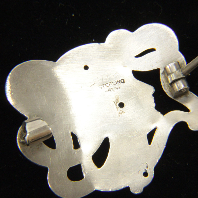 Art Nouveau Sterling Brooch of Woman&apos;s Head
