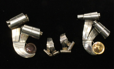 William Spratling Taxco Silver Brooches Earrings