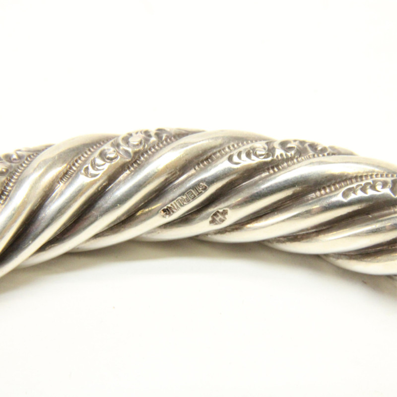 Group of Art Nouveau Sterling Silver Bangles