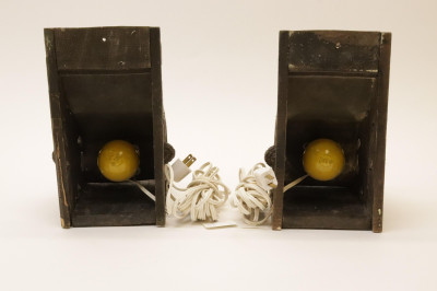 Pair Rococo Style Stained Pine Bracket Sconces