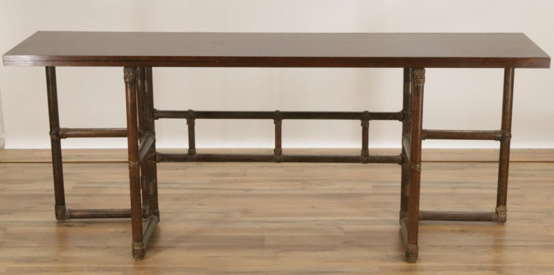 McGuire Oak Rattan Parsons Table