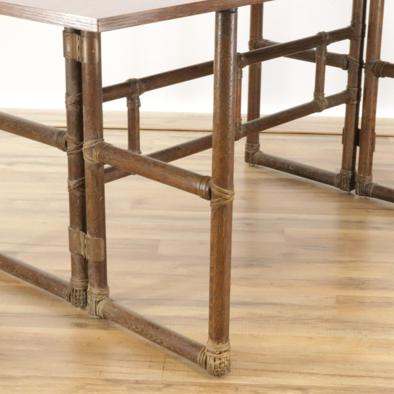 McGuire Oak Rattan Parsons Table