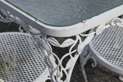 Woodard Chantilly Rose White Metal Table 6 Chairs