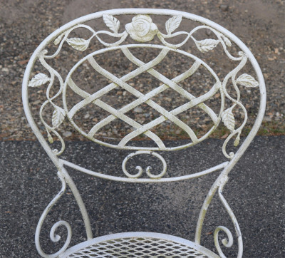 Woodard Chantilly Rose White Metal Table 6 Chairs