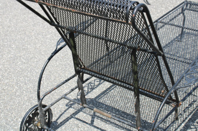 Pair Woodard Style Outdoor Chaises nest tables