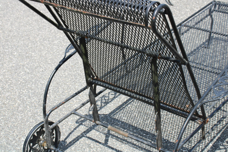 Pair Woodard Style Outdoor Chaises nest tables