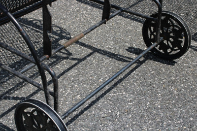 Pair Woodard Style Outdoor Chaises nest tables
