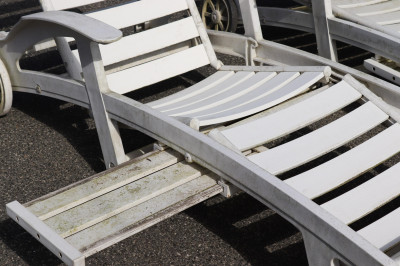 Pair Plastic Deck Chaise Lounges