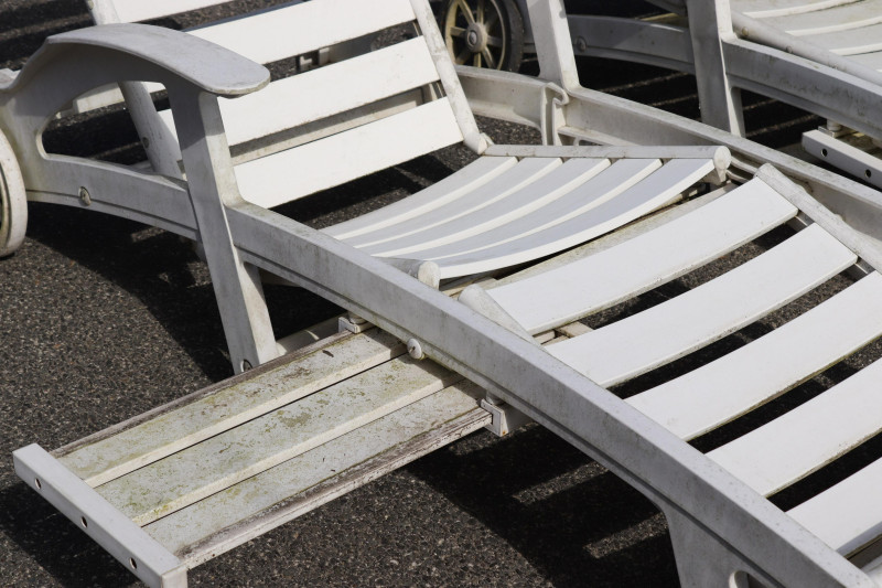 Pair Plastic Deck Chaise Lounges