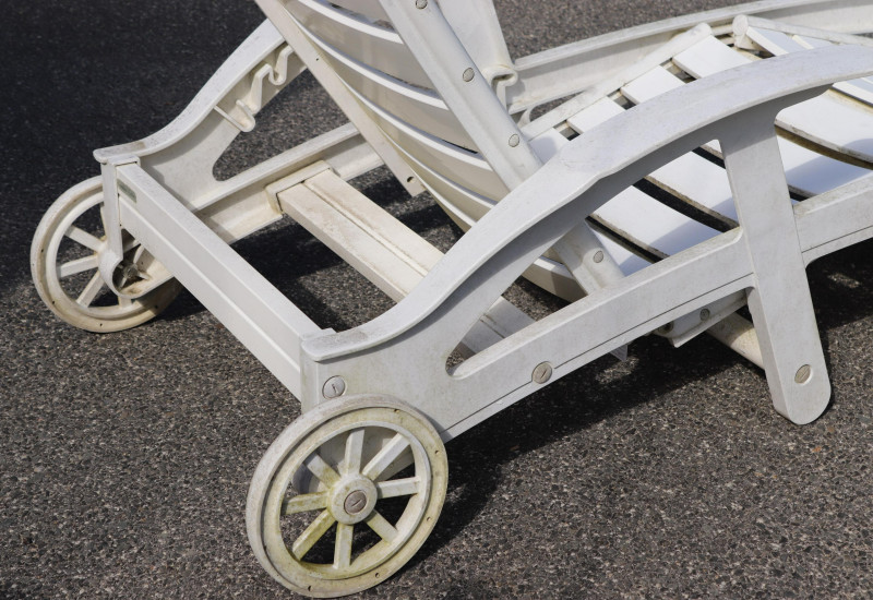 Pair Plastic Deck Chaise Lounges